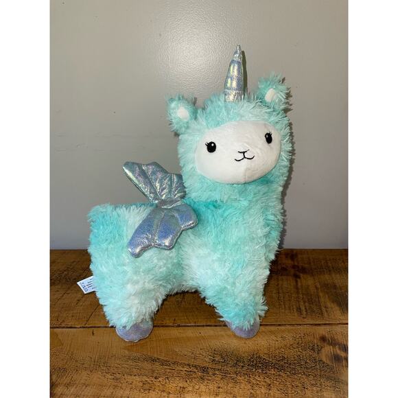 FAO Schwartz Glow Brights Blue Llamacorn Soft Plush 15" Lights Up Makes‎ Sound - Picture 1 of 9